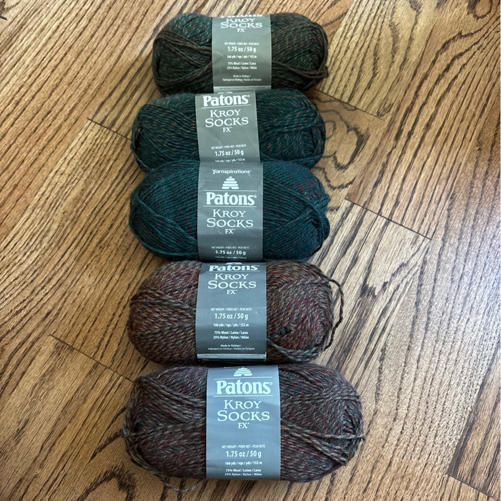 Patons Kroy Socks FX Yarn Lot of 5 Marl Clover Colors Green Color Changing NWT